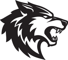 Obraz premium Aggressive Wolf Head Mascot Logo Black and White Vector Illustration