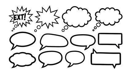 Obraz premium Thought Bubbles: A variety of speech bubbles and thought bubbles, representing communication, ideas, and expression. Perfect for adding a visual element to text, dialogue, or concepts.