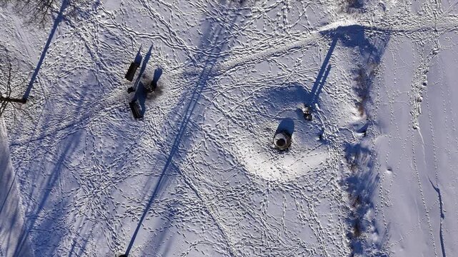 Aerial Winter Landscape with Trails