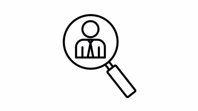 Recruitment Icon, Minimalist Outline, Seamless Loop Animation, 4K Transparent Background