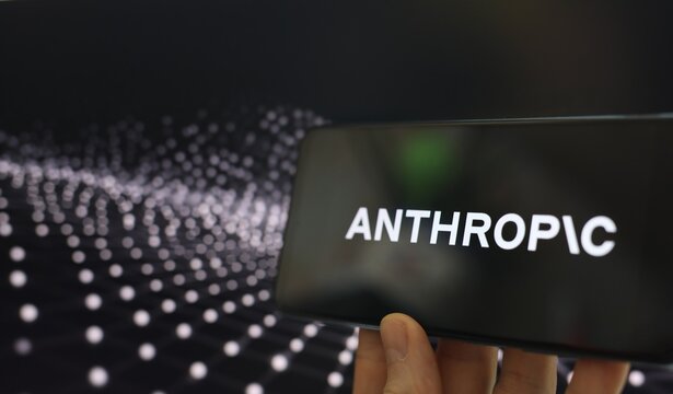 Anthropic AI logo is seen displayed on a smartphone screen.