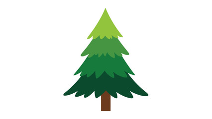 Fototapeta premium Clean and simple illustration of a green evergreen pine tree with layered branches against a plain white background for design projects.