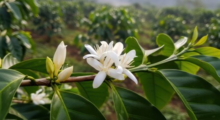 Obraz premium Coffee Plant Flowers Blooming.