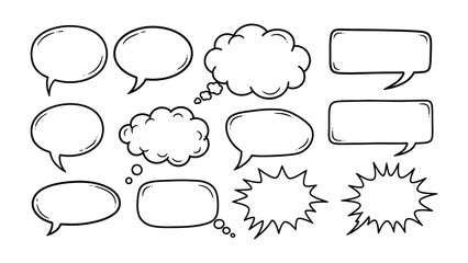 Fototapeta premium Communicative Canvas: An array of speech bubbles, each ready to convey thoughts and ideas, set against a blank canvas, inviting imagination and interaction.