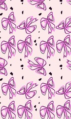 Bow and Heart Seamless Pattern