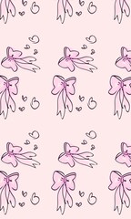 Cute Hand Drawn Valentine Ribbon Pattern