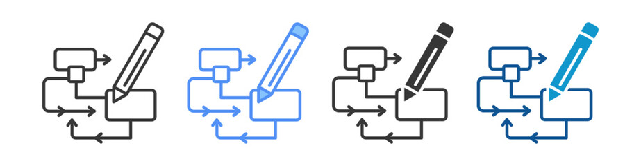 Obraz premium Workflow Design Icon Set Multiple Style Collection