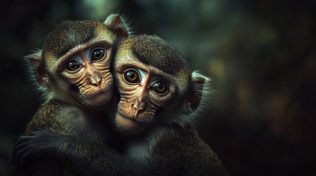 Monkey in the tropical forest in India.