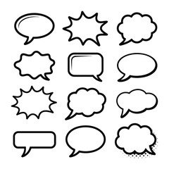 Fototapeta premium Comic Speech Bubbles: A collection of various comic speech bubbles. Designed to add a touch of personality and expression to your projects, these speech bubbles are perfect for conveying thoughts.