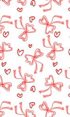 Hand Drawn Valentine Bow Love Pattern