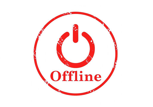 Red offline power button icon isolated on transparent background