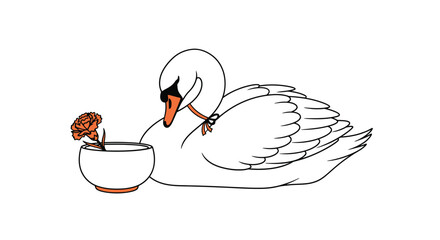 Swan with Flower in Bowl for Still Life Theme