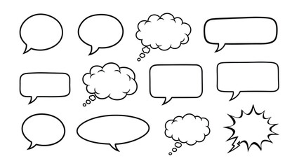 Fototapeta premium Dialogue Bubbles Collection: A versatile collection of speech bubbles for diverse communication purposes, ideal for adding a dynamic visual element.