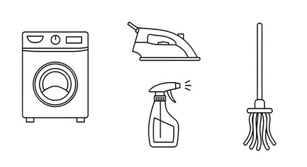 Household cleaning and laundry essentials illustration