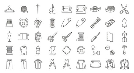 Collection of various tools and objects icons illustration