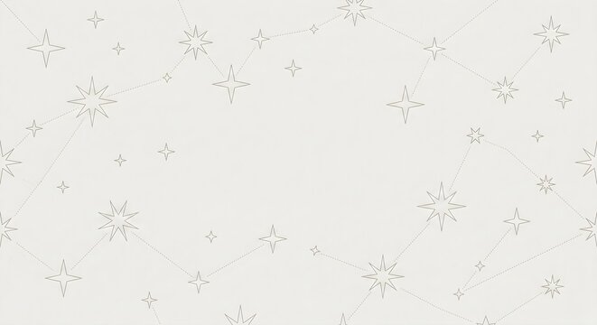 Minimalist White Background with Fine Grey Constellation Lines and Geometric Stars