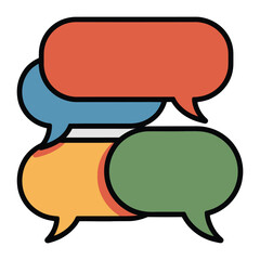 Colorful Conversation Bubbles: A vibrant array of speech bubbles intertwine, each in a unique hue, representing the flow of communication, dialogue, and interaction. 