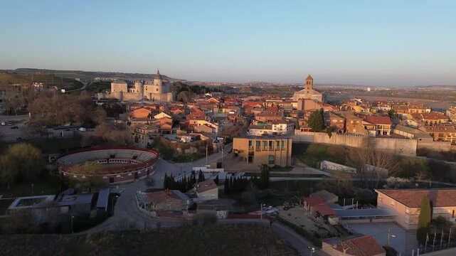 Aerial Panoramic View of Simancas Village and Castle in Valladolid Spain