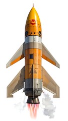 Obraz premium A missile launching into the air with flames and smoke