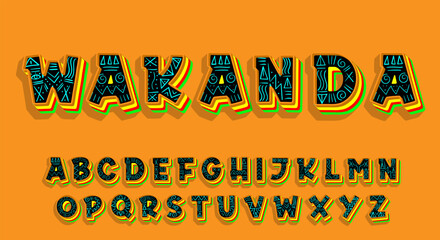 Wakanda Style African Decorative Alphabet Vector © дима селиванов