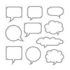 Conversation Bubbles: A collection of various empty speech bubbles ready to convey ideas, thoughts, and dialogues. Designed in a clean, minimal style.