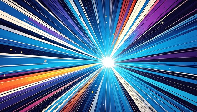A vibrant, multicolored abstract image with radiating lines