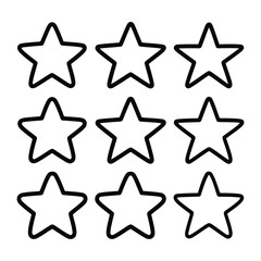 Obraz premium Nine Starry Outlines: A symmetrical grid of nine star outlines, each with a classic five-point design, ideal for concepts of rating, ranking, or celestial themes. 