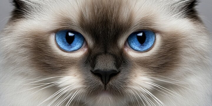 Elegant Close Up Reveals the Stunning Azure Eyes and Intricate Beauty of a Raga Muffin Kitten