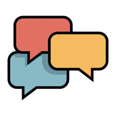 Fototapeta premium Conversation Bubbles: A vibrant collection of speech bubbles interlock, symbolizing communication, dialogue, and idea exchange.