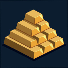 A stack of shiny gold bars arranged in a pyramid shape