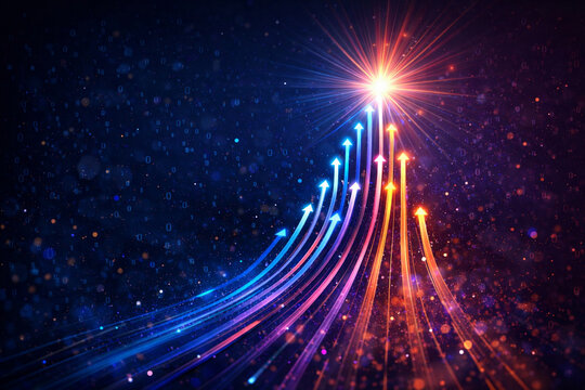 Digital Transformation Concept with Colorful Lines Growth Leadership