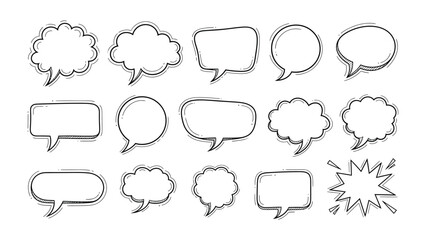 Obraz premium Variety of speech bubble in comic style: A captivating collection of hand-drawn speech bubbles, perfect for conveying messages, thoughts, and dialogues in a dynamic and visually appealing manner. 