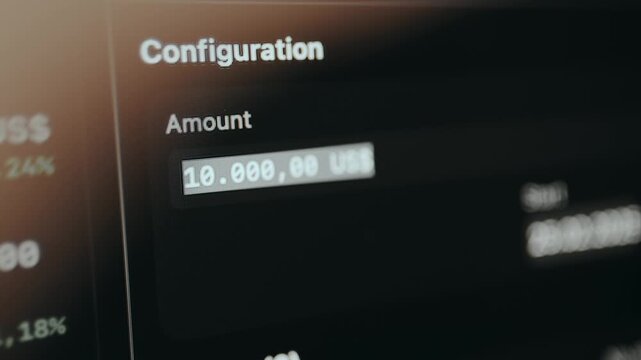 Configuration screen highlighting a numerical account with the value of 10K