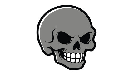 Obraz premium Sinister Skull Icon: A grayscale illustration of a menacing skull, with an intimidating gaze, perfect for conveying themes of danger, mystery, or edgy design.