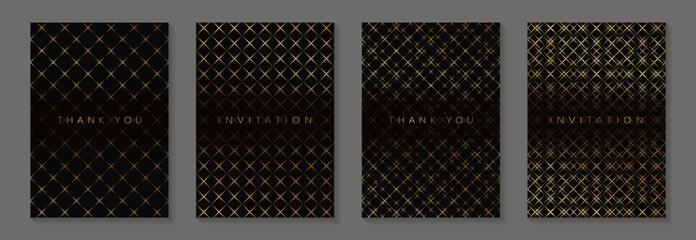 Luxury geometric abstract backgrounds with golden rhombuses mosaic. Wedding invitations, greeting and business cards, rsvp templates. Premium seamless patterns © Anna R