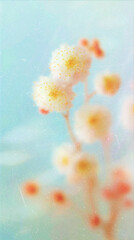 Naklejka premium Soft blurred vintage backgrounds with Y2K floral pattern. Spring cherry blossom in soft focus with delicate shades create a calm and dreamy atmosphere.