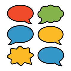 Communicating Thoughts: A collection of various colorful speech bubbles. Each bubble symbolizes dialogue. perfect for conveying ideas and thoughts in a visual way.