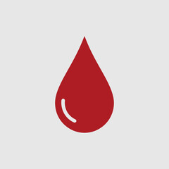 Obraz premium Red Blood Drop Icon on Gray Background
