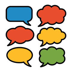 Colorful Dialogue Bubbles: A vibrant collection of stylized speech bubbles in various shapes and hues, ready to convey thoughts, ideas, and conversation in a dynamic and engaging design.