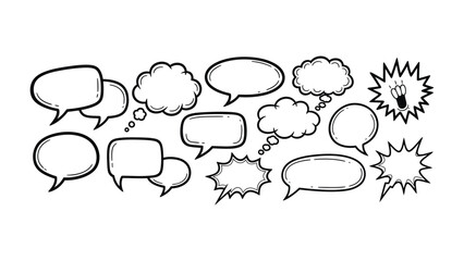 Thought Bubbles and Idea Sparks: An array of speech and thought bubbles and idea spark illustrations, perfect for communication, creativity and conceptual projects.