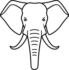 Fototapeta premium Elephant Face Front View Line Art Vector