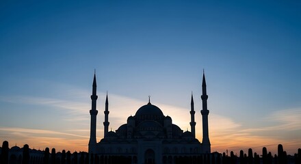 Mosque silhouette at sunset