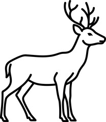 Obraz premium Elegant deer with antlers in profile, line art