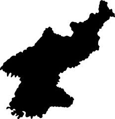 Obraz premium North Korea Silhouette Map - A Black Outline Representation of the Korean Peninsula