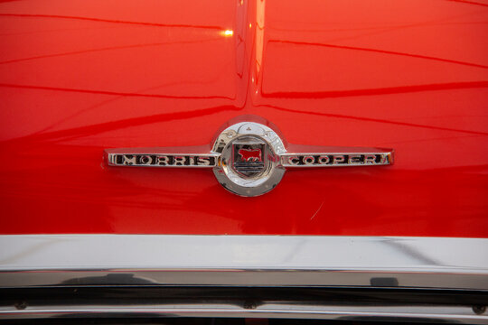 Tehran, Iran - February 18, 2017 -  red 1968 Morris Mini Cooper Chassis car