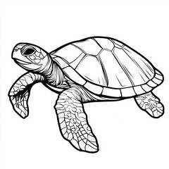 Fototapeta premium Charming and Playful Sea Turtle Illustration with Intricate Shell Patterns in Cartoon Style Art