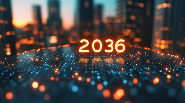 Futuristic Neon Glow Cityscape in 2036 A Vision of Advanced Technology and Urban Infrastructure