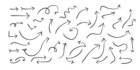 Collection of hand drawn arrows pointing in various directions