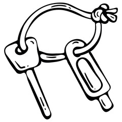 Ferro Rod Flint Fire Starter for Camping. Hand Drawn Doodle Icon.