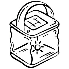 Portable Inflatable Solar Camping Lantern and emergency use. Hand Drawn Doodle Icon.